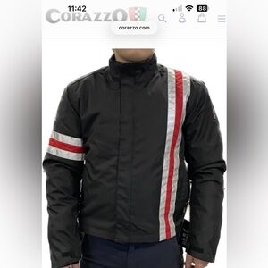 Corazzo ride w the shield red striped motorcycle jacket originally 265